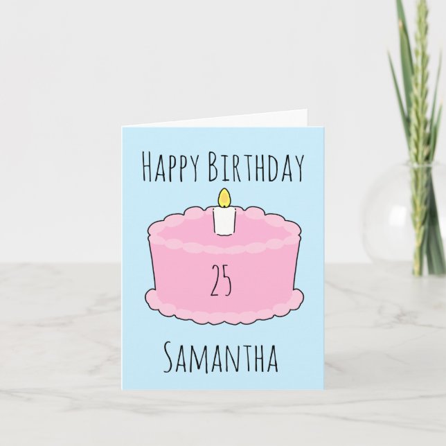 Tarjeta Pastel de cumpleaños rosa (Anverso)