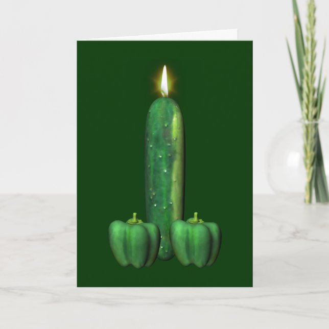 Tarjeta Pastel de cumpleaños vegetariano (Anverso)