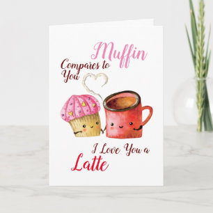 Tarjeta Pastel de El día de San Valentín y tazón de café