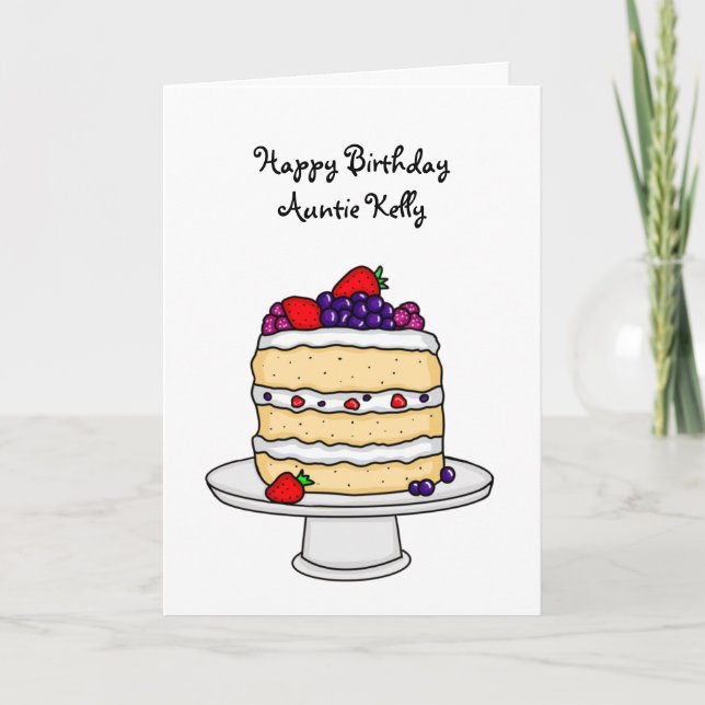 Tarjeta Pastel de esponja Feliz Cumpleaños Personalizado (Anverso)