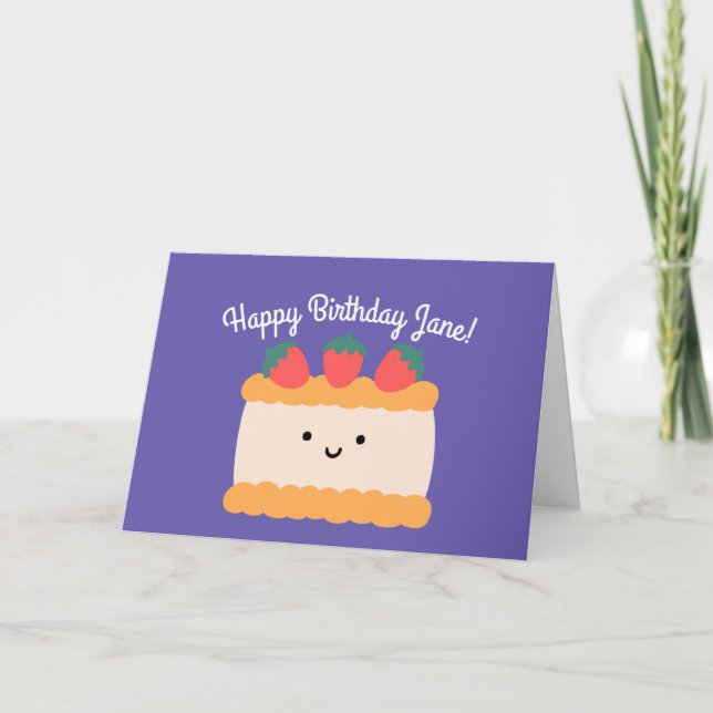 Tarjeta Pastel de esponjas | Feliz Cumpleaños Doblado (Anverso)