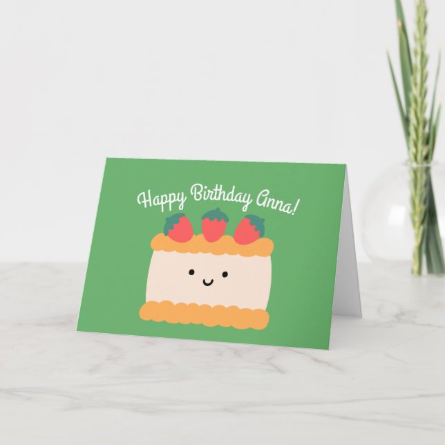 Tarjeta Pastel de esponjas | Feliz Cumpleaños Doblado (Anverso)