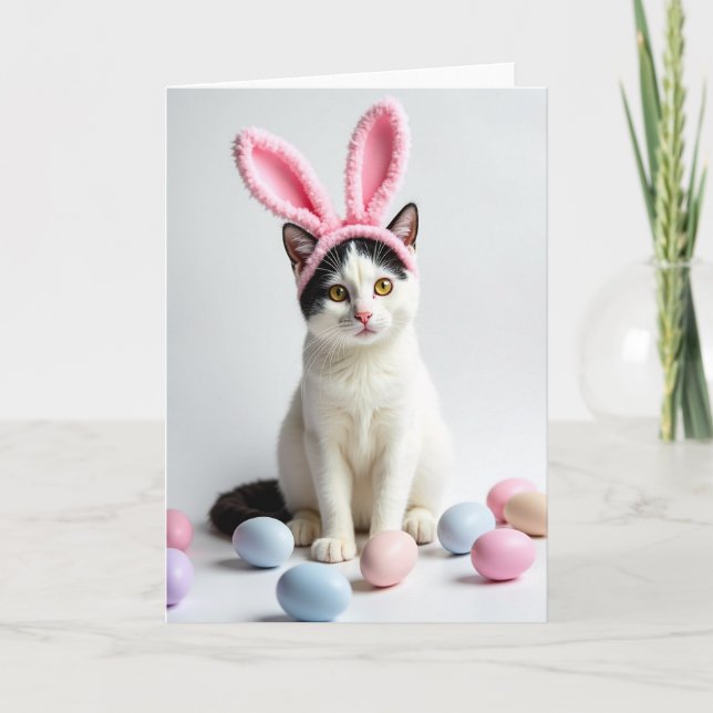 Tarjeta pastel de gatito lindo de primavera (Anverso)