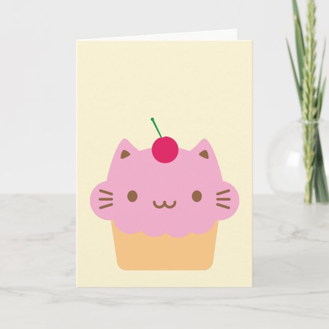 Tarjeta Pastel de gato lindo (Anverso)
