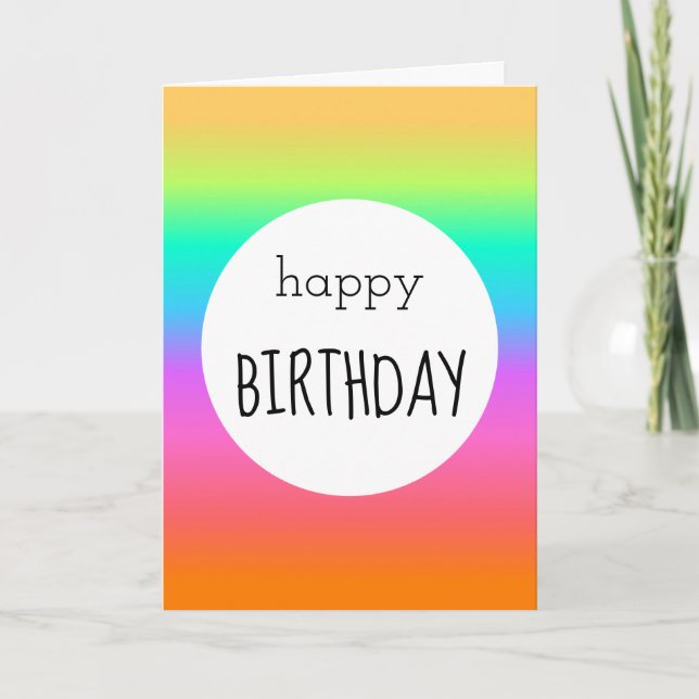 Tarjeta Pastel de gradiente arcoiris Feliz cumpleaños (Anverso)