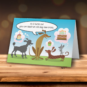 Tarjeta Pastel de Humor de Perro Antiguo