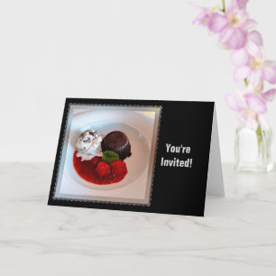 Tarjeta Pastel de lava de chocolate - Fresas y helado