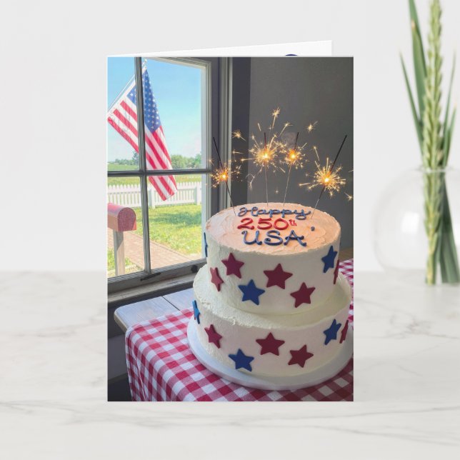 Tarjeta Pastel del 250 cumpleaños americano (Anverso)
