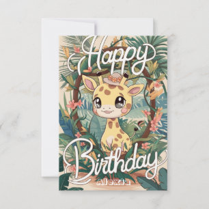 Tarjeta Pastel Dreamy Giraffe Cumpleaños