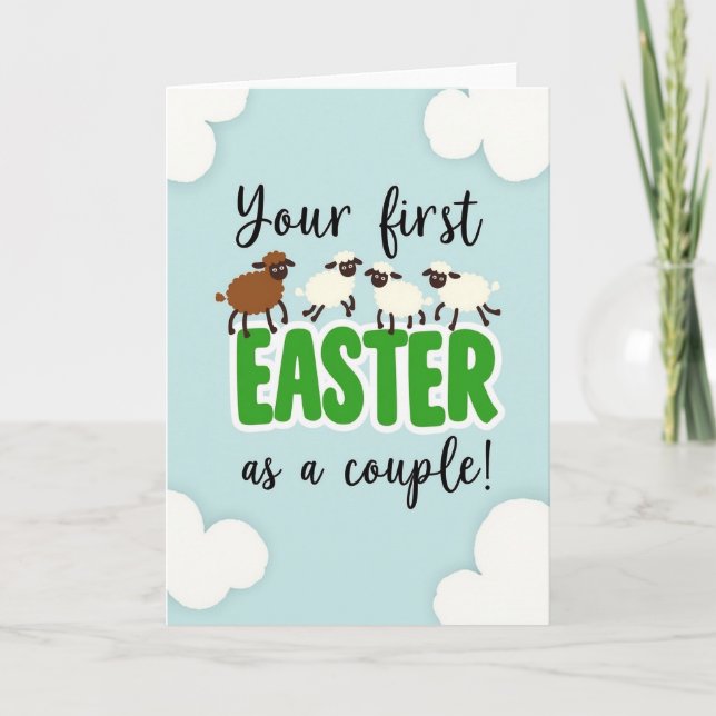 Tarjeta Pastel Easter Sheep Couple Card (Anverso)