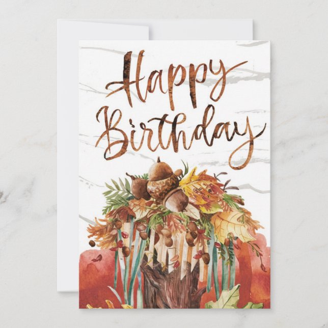Tarjeta Pastel Editable Season Otoño otoño feliz cumpleaño (Anverso)