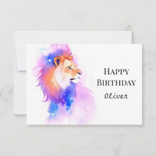 Tarjeta Pastel Elegant Wild Lion Birthday