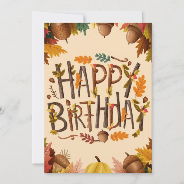 Tarjeta Pastel Encantado Cálido Otoño Otoño Feliz Cumpleañ (Anverso)