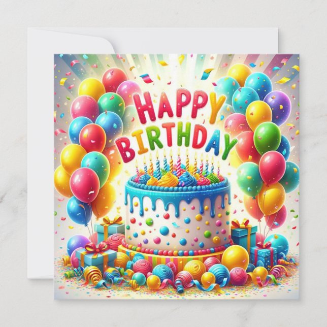 Tarjeta Pastel Feliz Día de Cumpleaños (Anverso)