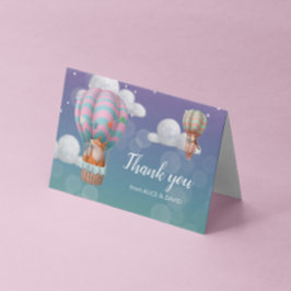 Tarjeta Pastel Hot Air Balloon Animals Gracias