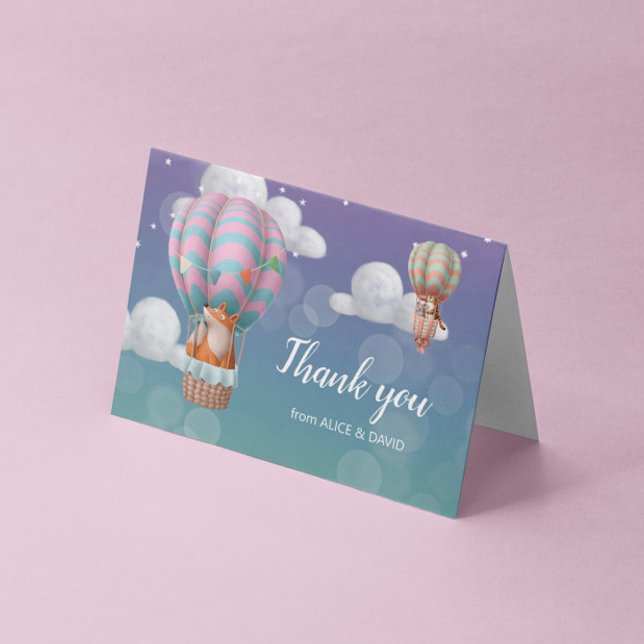 Tarjeta Pastel Hot Air Balloon Animals Gracias (Subido por el creador)