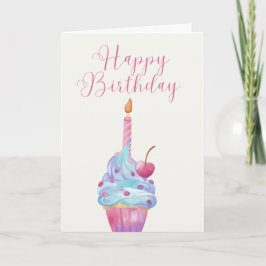Tarjeta Pastel ilustrado a mano con una sola vela