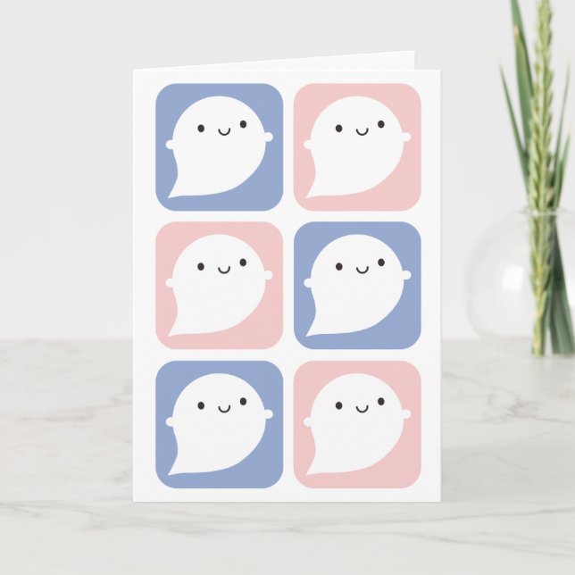 Tarjeta Pastel Kawaii Pequeños Fantasma (Anverso)
