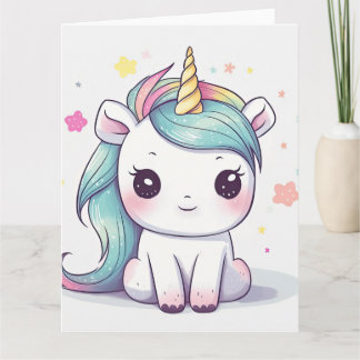 Tarjeta Pastel Kawaii Unicorn Más Adorable