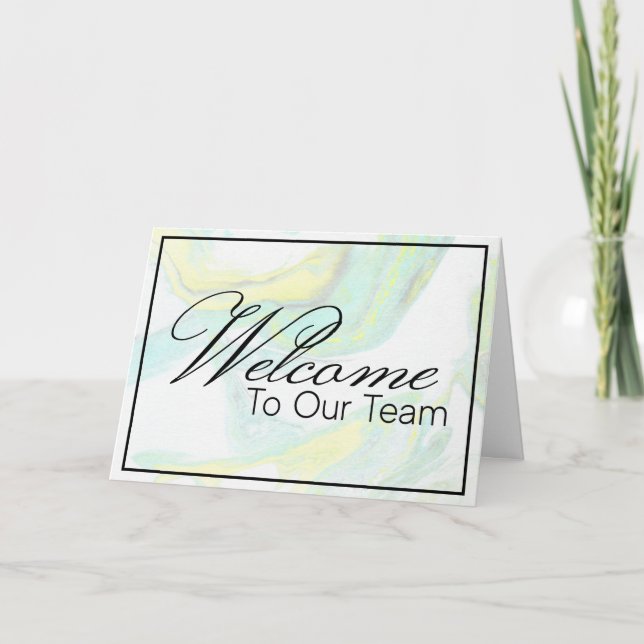 Tarjeta Pastel Marble Bienvenidos al equipo nuevo empleado (Anverso)