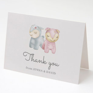 Tarjeta Pastel Plush Toys Baby Shower Folded Gracias