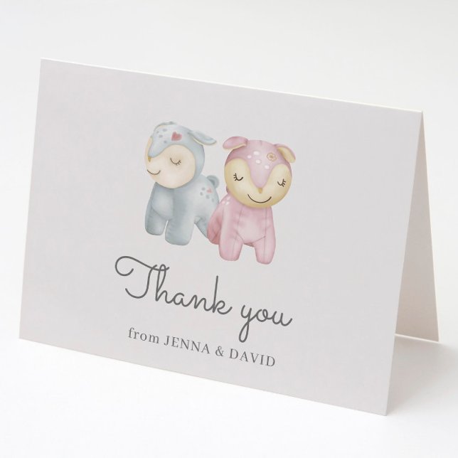 Tarjeta Pastel Plush Toys Baby Shower Folded Gracias (Subido por el creador)