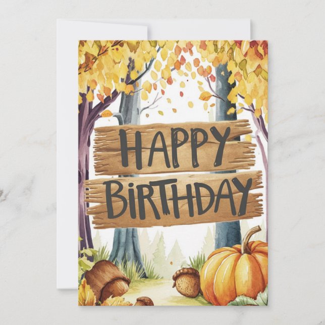 Tarjeta Pastel Pumpkin otoño otoño otoño feliz cumpleaños (Anverso)