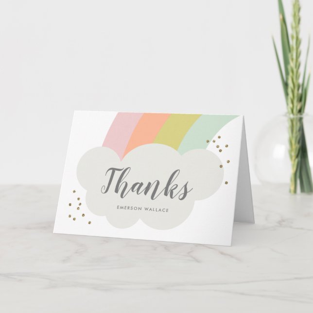 Tarjeta Pastel Rainbow Cloud Kids Gracias (Anverso)