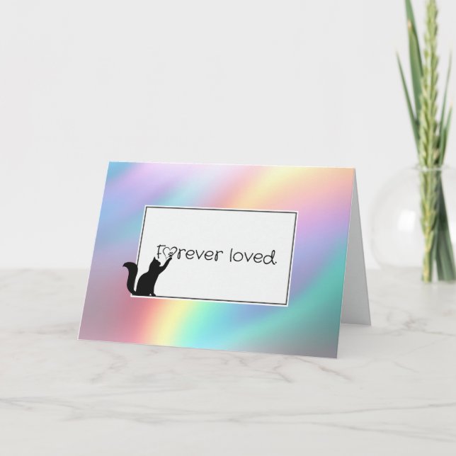 Tarjeta Pastel Rainbow Kitty Mascota Pérdida Simpatía (Anverso)