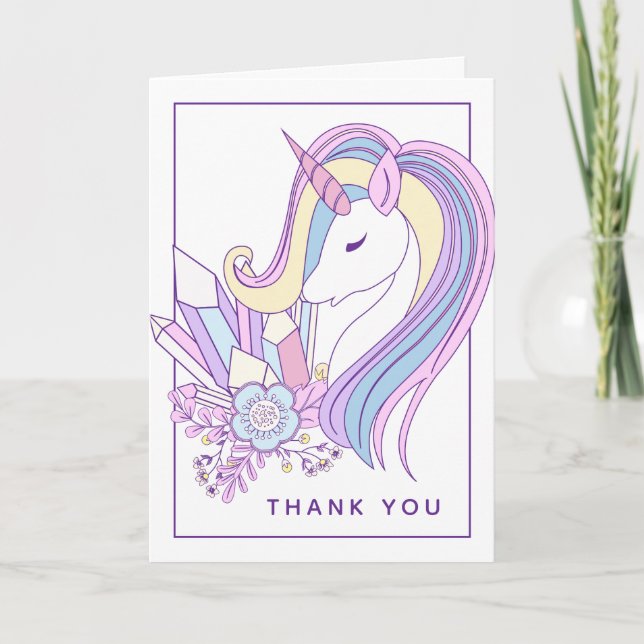 Tarjeta Pastel Rainbow Unicorn | Gracias (Anverso)
