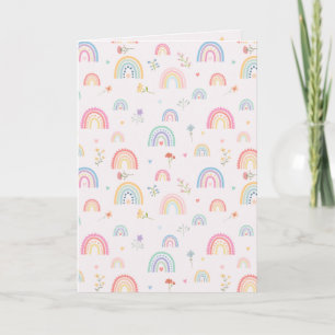 Tarjeta Pastel Rainbows girly Flores y corazones silvestre