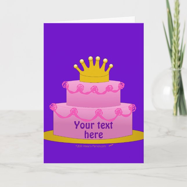 Tarjeta Pastel rosa con cumpleaños de la Corona (Anverso)