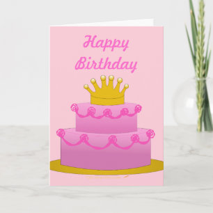 Tarjeta Pastel rosa con la corona en blanco