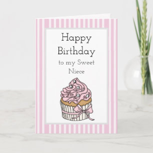 Tarjeta Pastel rosa y plateado   Feliz cumpleaños, sobrina