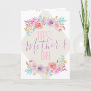 Tarjeta Pastel Shabby Chic Floral Boho Feliz Día de la Mad