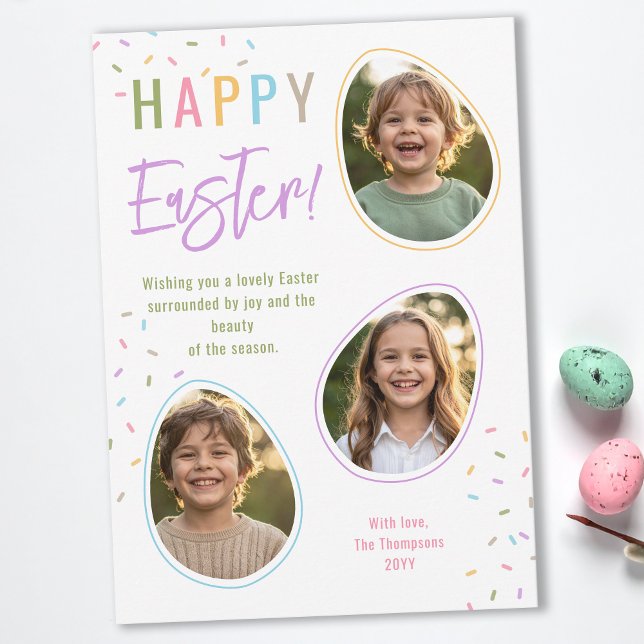 Tarjeta Pastel Sprinkles Easter Egg Photo Collage Easter (Subido por el creador)