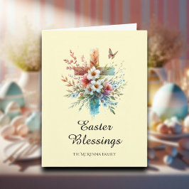 Tarjeta Pastel Watercolor Elegante Cruz Cristiana Pascua