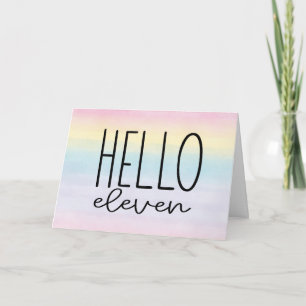 Tarjeta Pastel Watercolor Hola 11 - 11º cumpleaños