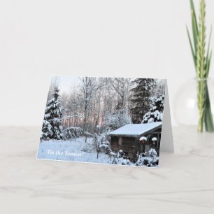 Tarjeta Pastel Winter Sunset Cottage Up North Mn