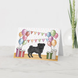 Tarjeta Pasteles coloridos de perro negro feliz cumpleaños