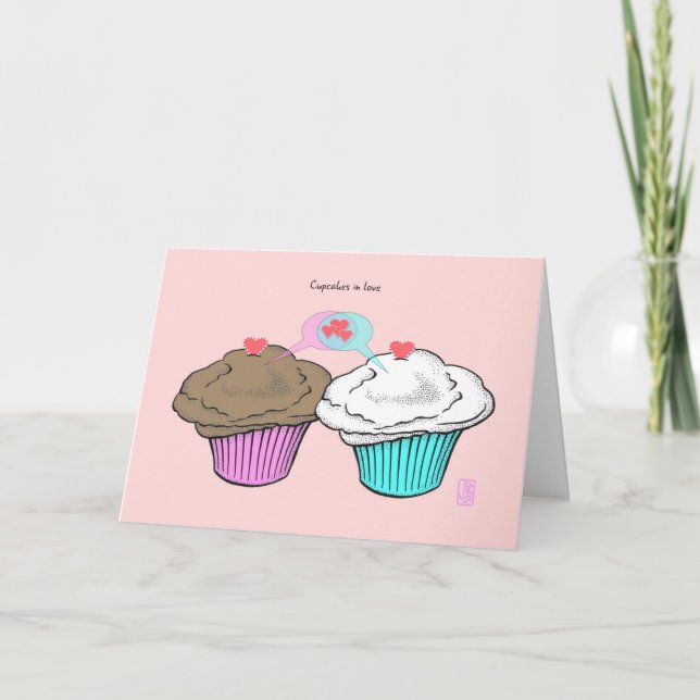 Tarjeta Pasteles con amor ChocoVanillaPinkBlue Valentine (Anverso)