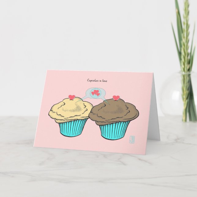 Tarjeta Pasteles con amor CustardChocoBlueValentine (Anverso)