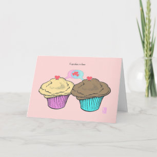 Tarjeta Pasteles con amor CustardChocoPinkBlue Valentine