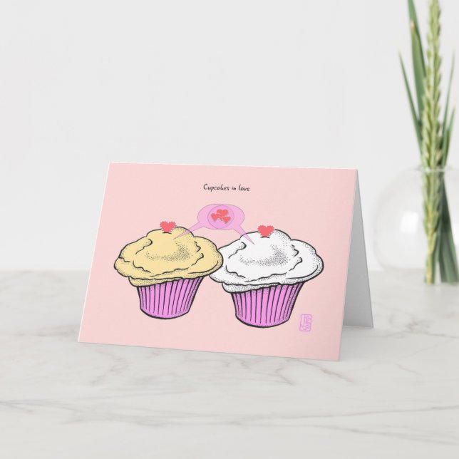 Tarjeta Pasteles con amor CustardVanillaPink Valentine (Anverso)