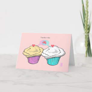 Tarjeta Pasteles con amor CustardVanillaPinkBlue Valentine