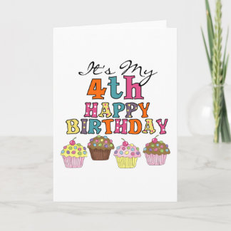 Tarjeta Pasteles de bonito 4ª camisetas de cumpleaños y re