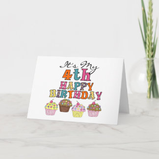 Tarjeta Pasteles de bonito 4ª camisetas de cumpleaños y re