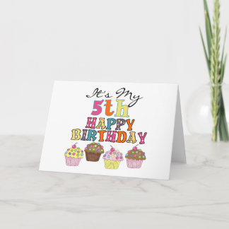 Tarjeta Pasteles de bonito 5 camisetas de cumpleaños y reg