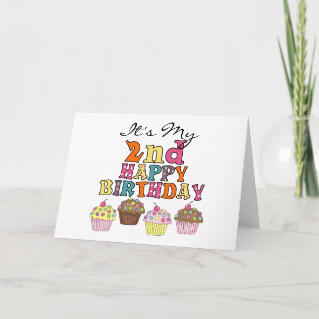 Tarjeta Pasteles de bonito camisetas de segundo cumpleaños (Anverso)