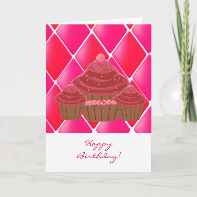 Tarjeta Pasteles de cumpleaños de terciopelo rojo (Anverso)